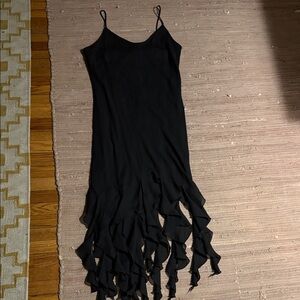 VTG Y2K Jessica Black Asymmetrical Spaghetti Strap Dress SZ 14